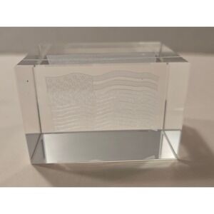 3D Laser Etched American Flag Crystal Glass Paperweight Patriotic Desk Decor
